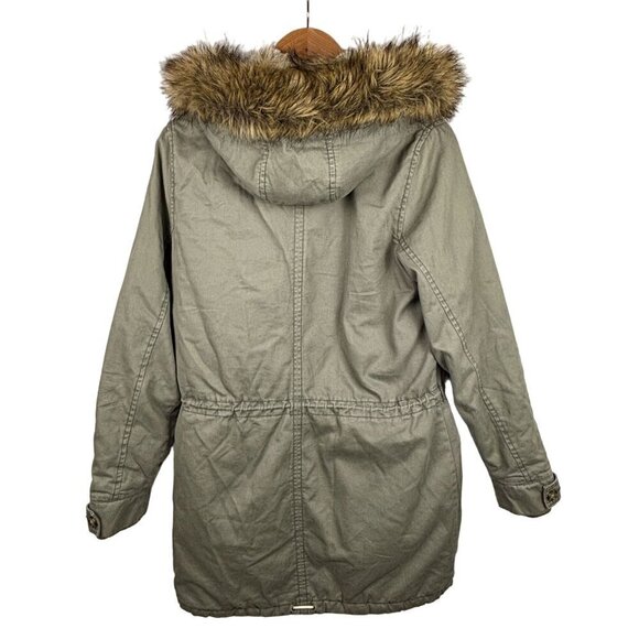 Abercrombie & Fitch Women's Hooded Parka Coat Sz S Removable Fur Sherpa lined - Picture 7 of 16